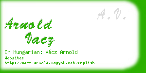 arnold vacz business card
