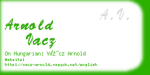 arnold vacz business card